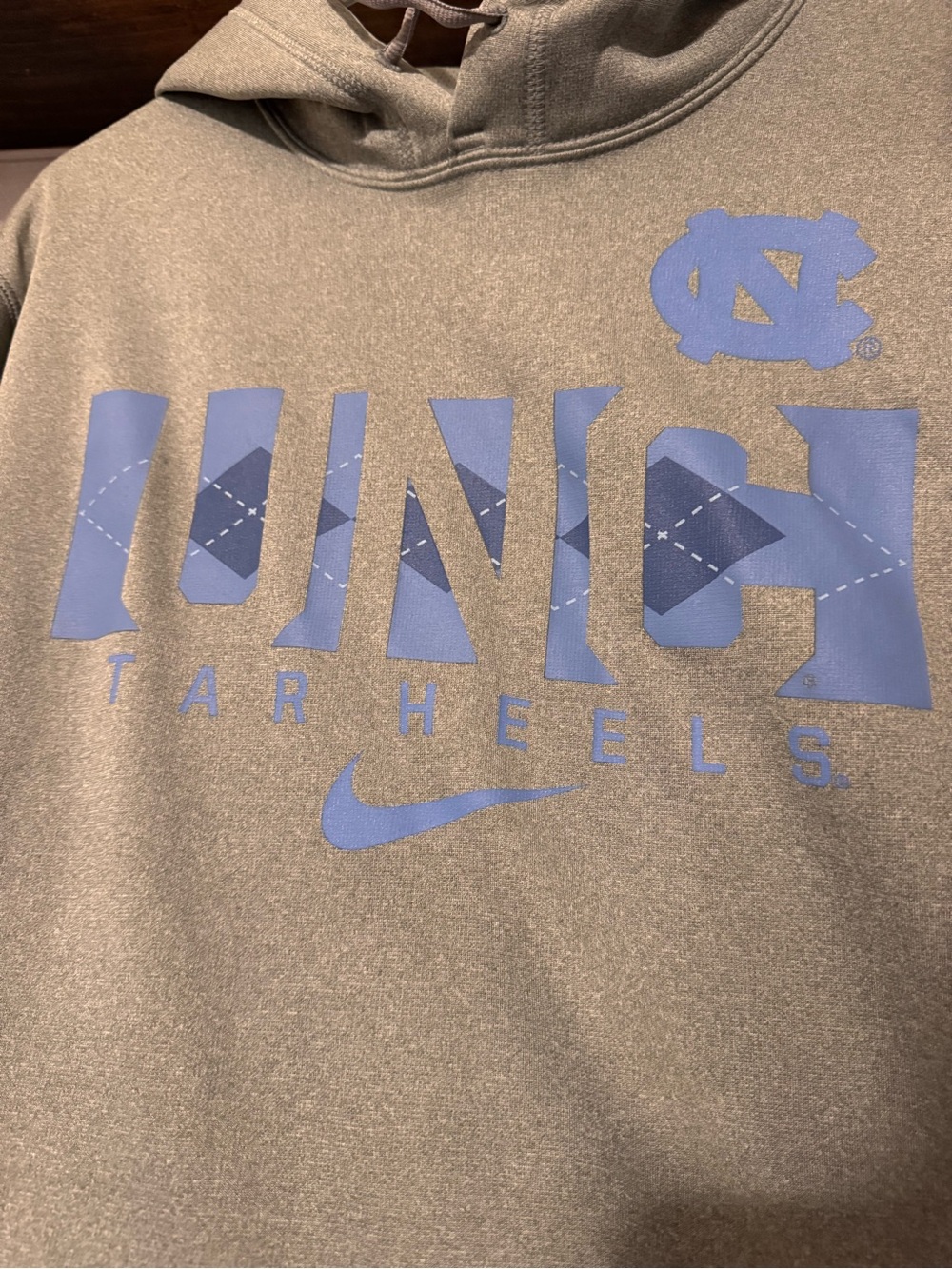 Nike Men's Gray Hoodie with Carolina Blue UNC Tar Heels Logo